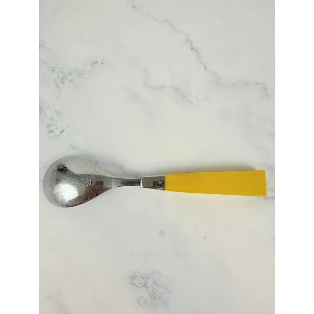 Vintage 1970s MCM Supreme Towle Yellow Spectro Flatware Large Soup Spoon